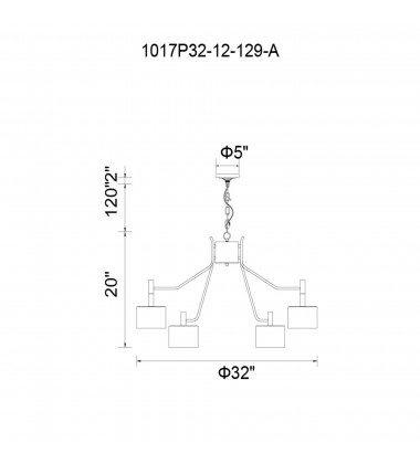  Corna 12 Light Down Chandelier With Matte Black & Satin Gold Finish (1017P32-12-129-A) - CWI