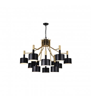  Corna 12 Light Down Chandelier With Matte Black & Satin Gold Finish (1017P32-12-129-A) - CWI