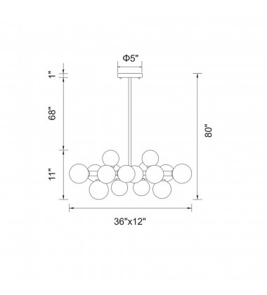  Arya 16 Light Chandelier With Black Finish (1020P36-16-101) - CWI