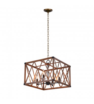  Marini 4 Light Chandelier With Wood Grain Brown Finish (1033P18-4-230) - CWI