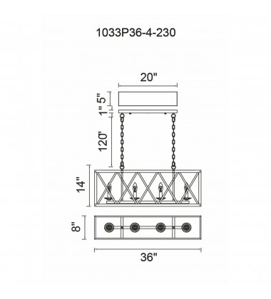  Marini 4 Light Chandelier With Wood Grain Brown Finish (1033P36-4-230) - CWI