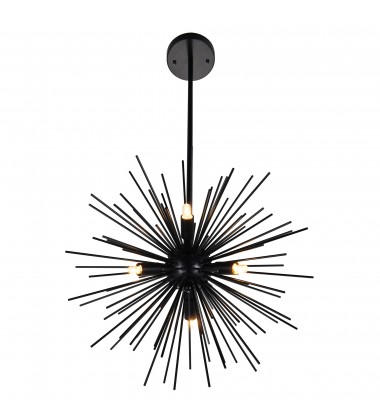  Savannah 6 Light Chandelier With Black Finish (1034P16-6-101) - CWI
