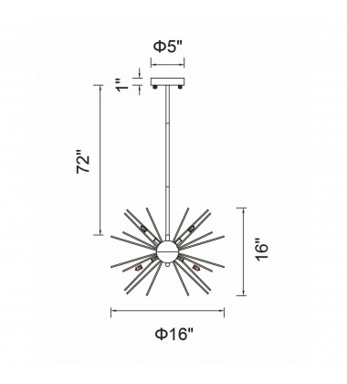  Savannah 6 Light Chandelier With Black Finish (1034P16-6-101) - CWI