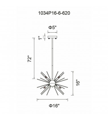  Savannah 6 Light Chandelier With Gold Leaf Finish (1034P16-6-620) - CWI