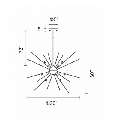  Savannah 9 Light Chandelier With Black Finish (1034P30-9-101) - CWI