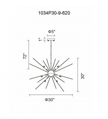  Savannah 9 Light Chandelier With Gold Leaf Finish (1034P30-9-620) - CWI