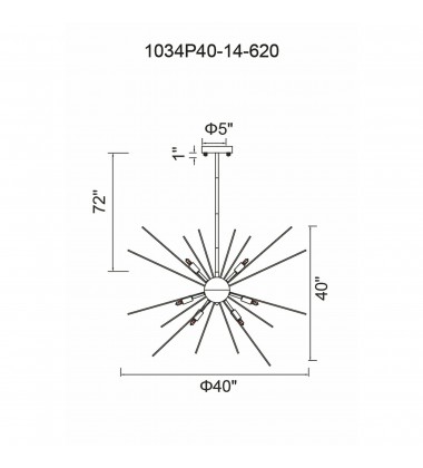  Savannah 14 Light Chandelier With Gold Leaf Finish (1034P40-14-620) - CWI