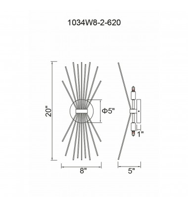  Savannah 2 Light Wall Sconce With Gold Leaf Finish (1034W8-2-620) - CWI