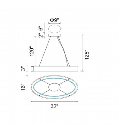  Rosalina LED Chandelier With Matte Black Finish (1040P32-101-O) - CWI