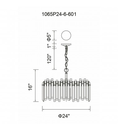  Henrietta 6 Light Chandelier With Chrome Finish (1065P24-6-601) - CWI