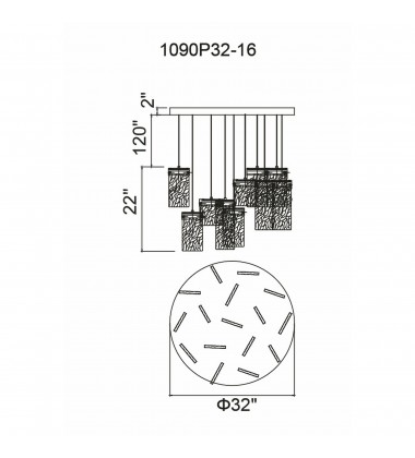  Carolina LED Chandelier With Pewter Finish (1090P32-16-269) - CWI