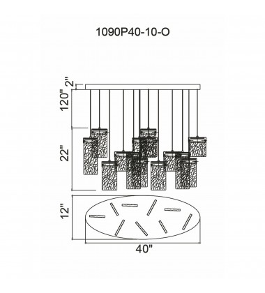  Carolina LED Chandelier With Pewter Finish (1090P40-10-269-O) - CWI