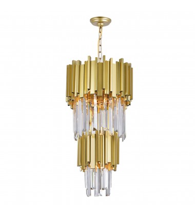  Deco 4 Light Down Mini Chandelier With Medallion Gold Finish (1112P12-4-169) - CWI