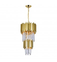  Deco 4 Light Down Mini Chandelier With Medallion Gold Finish (1112P12-4-169) - CWI