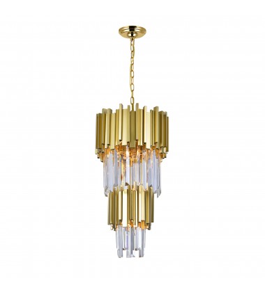  Deco 4 Light Down Mini Chandelier With Medallion Gold Finish (1112P12-4-169) - CWI