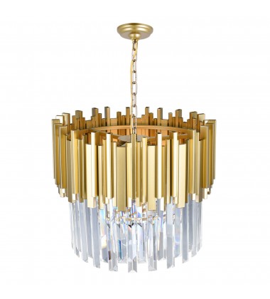  Deco 4 Light Down Chandelier With Medallion Gold Finish (1112P16-4-169) - CWI