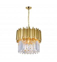  Deco 4 Light Down Chandelier With Medallion Gold Finish (1112P16-4-169) - CWI