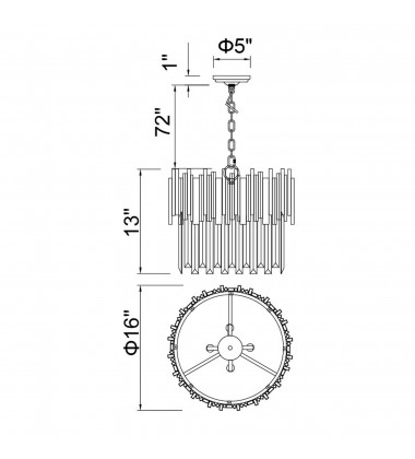  Deco 4 Light Down Chandelier With Medallion Gold Finish (1112P16-4-169) - CWI