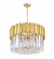  Deco 7 Light Down Chandelier With Medallion Gold Finish (1112P24-7-169) - CWI