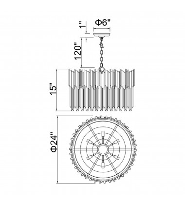 Deco 7 Light Down Chandelier With Medallion Gold Finish (1112P24-7-169) - CWI