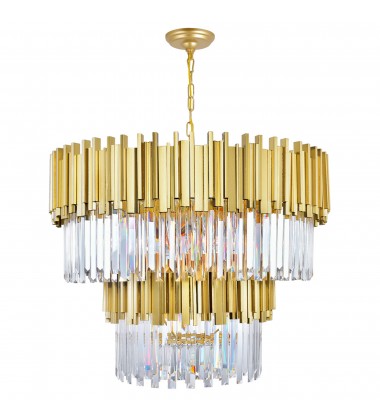  Deco 12 Light Down Chandelier With Medallion Gold Finish (1112P32-12-169) - CWI