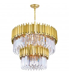  Deco 12 Light Down Chandelier With Medallion Gold Finish (1112P32-12-169) - CWI