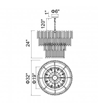  Deco 12 Light Down Chandelier With Medallion Gold Finish (1112P32-12-169) - CWI