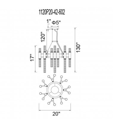  Orgue 42 Light Chandelier With Satin Gold Finish (1120P20-42-602) - CWI