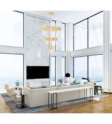  Orgue 123 Light Chandelier With Satin Gold Finish (1120P32-123-602) - CWI