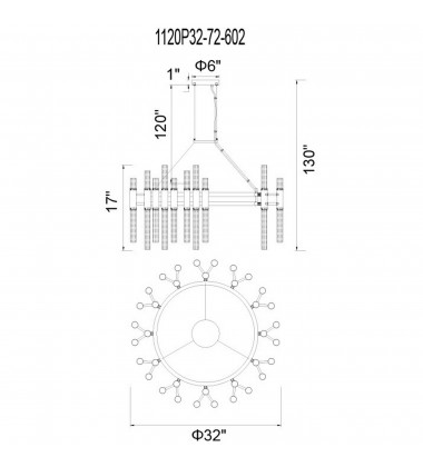  Orgue 72 Light Chandelier With Satin Gold Finish (1120P32-72-602) - CWI