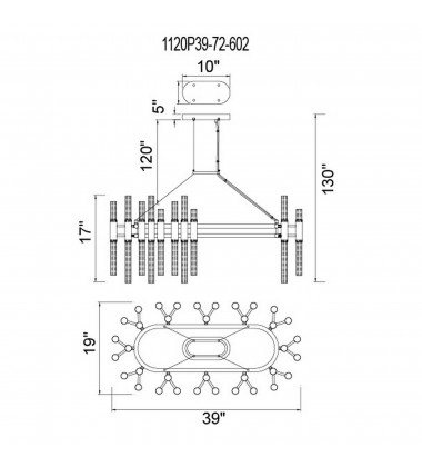  Orgue 72 Light Chandelier With Satin Gold Finish (1120P39-72-602) - CWI