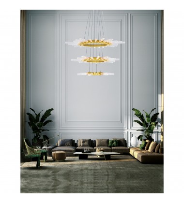  Collar 63 Light Chandelier With Satin Gold Finish (1121P48-63-602) - CWI