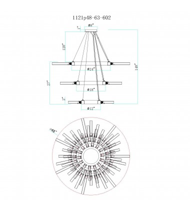  Collar 63 Light Chandelier With Satin Gold Finish (1121P48-63-602) - CWI