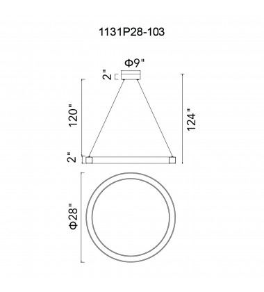  Ringer 1 Tier LED Integrated White Chandelier (1131P28-103) - CWI