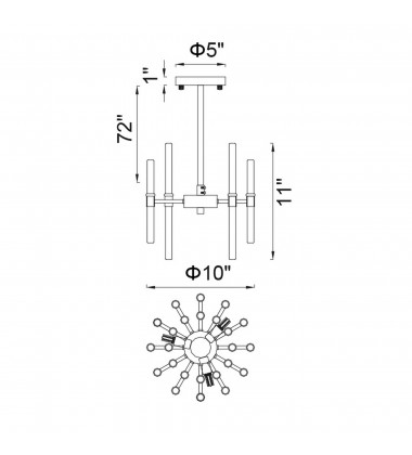  Miroir 6 Light Mini Chandelier With Polished Nickel Finish (1137P10-3-613) - CWI
