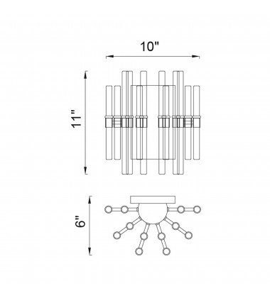  Miroir 2 Light Wall Light With Polished Nickel Finish (1137W10-1-613) - CWI