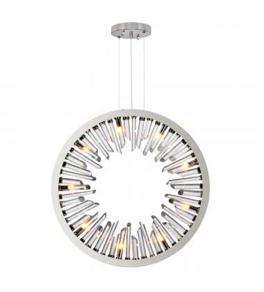  Spiked 9 Light Chandelier With Polished Nickel Finish (1142P26-9-613) - CWI