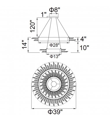  Thorns 23 Light Chandelier With Polished Nickel Finish (1170P39-23-613) - CWI