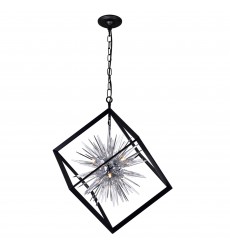  Starburst 6 Light Chandelier With Chrome & Black Finish (1178P22-6-601) - CWI