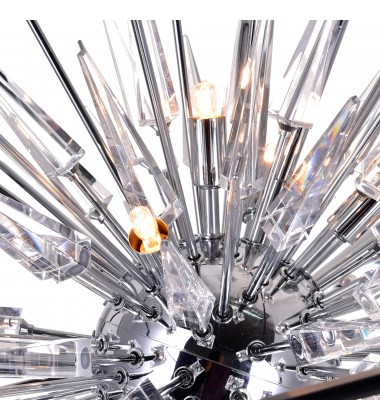  Starburst 6 Light Chandelier With Chrome & Black Finish (1178P22-6-601) - CWI