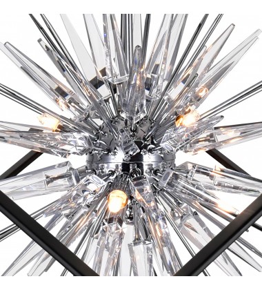  Starburst 6 Light Chandelier With Chrome & Black Finish (1178P22-6-601) - CWI