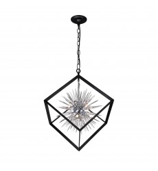  Starburst 6 Light Chandelier With Chrome & Black Finish (1178P22-6-601) - CWI