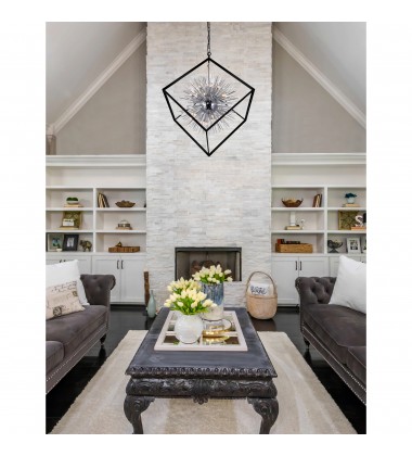  Starburst 20 Light Chandelier With Chrome & Black Finish (1178P44-20-601) - CWI