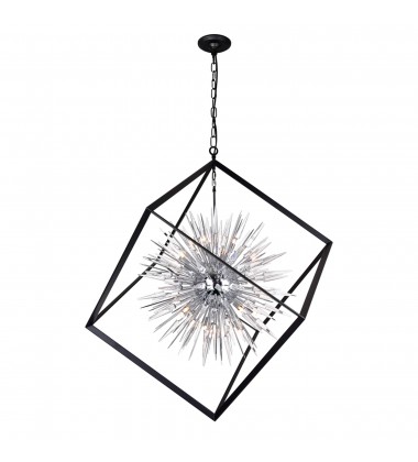  Starburst 20 Light Chandelier With Chrome & Black Finish (1178P44-20-601) - CWI