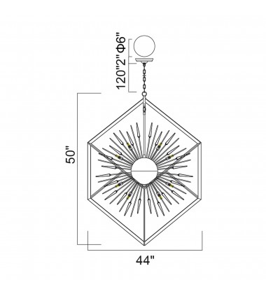  Starburst 20 Light Chandelier With Chrome & Black Finish (1178P44-20-601) - CWI
