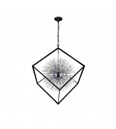  Starburst 20 Light Chandelier With Chrome & Black Finish (1178P44-20-601) - CWI