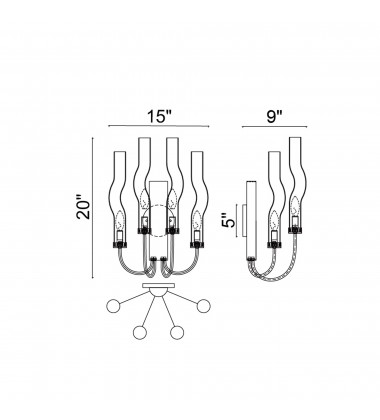  Meduse 4 Light Sconce With Polished Nickel Finish (1203W15-4-613) - CWI