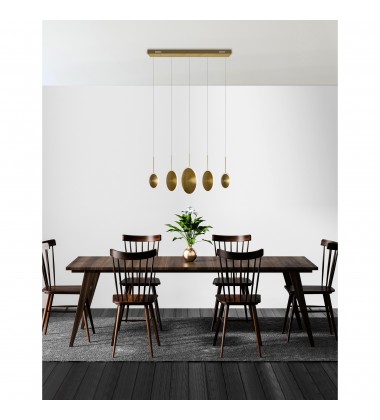 Ovni LED Island/Pool Table Chandelier With Brass Finish (1204P43-5-625) - CWI  Ovni LED Island/Pool Table Chandelier With Brass Finish (1204P43-5-625) - CWI