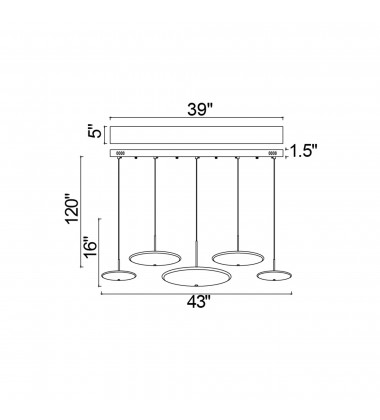  Ovni LED Island/Pool Table Chandelier With Brass Finish (1204P43-5-625-A) - CWI