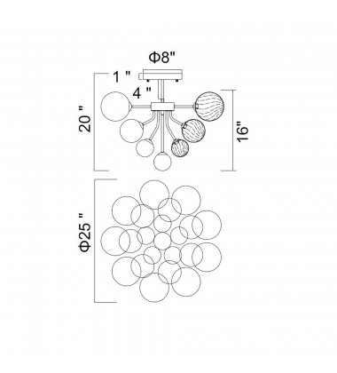  Pallocino 10 Light Flush Mount With Chrome Finish (1205C25-10-601) - CWI